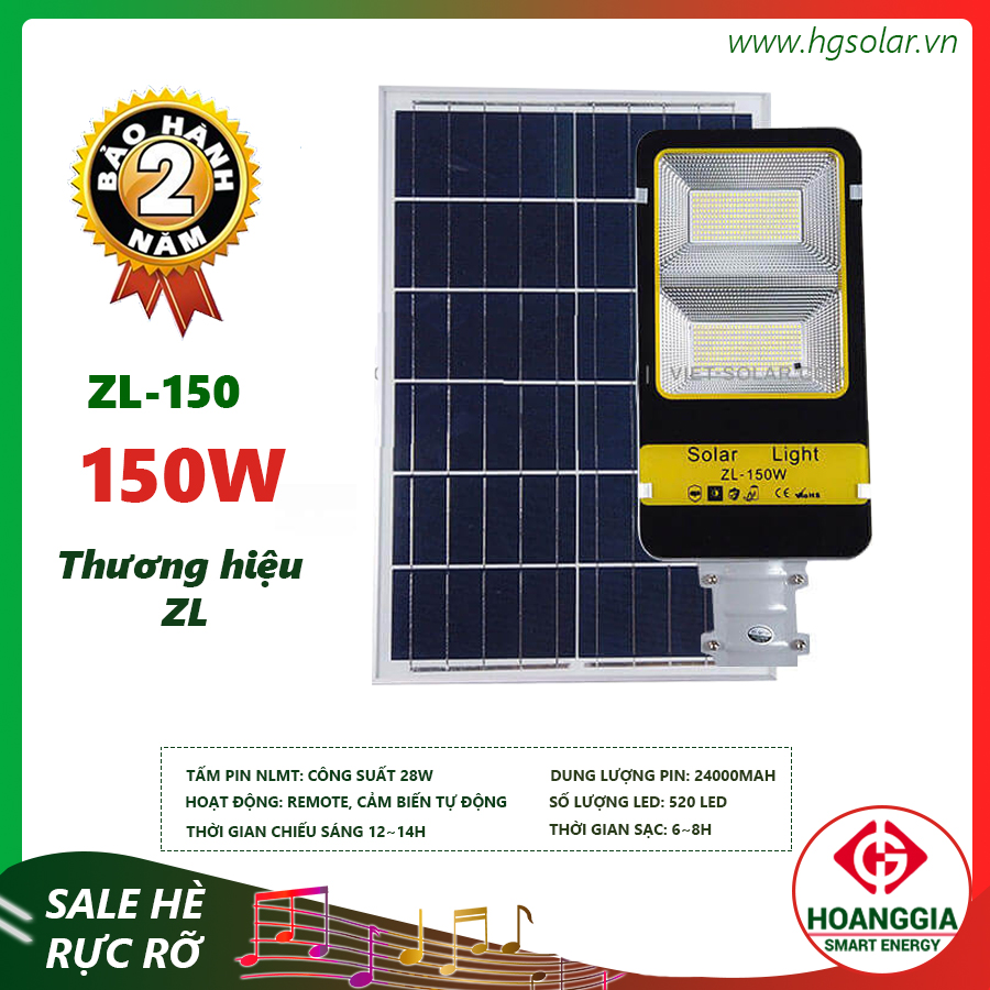 Đèn đường tích hợp năng lượng mặt trời ZL-150W